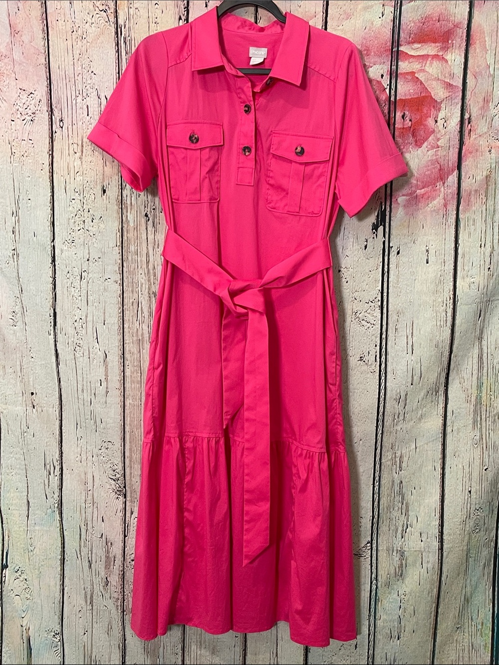 Chicos Hot Barbie Pink Dress with Pockets - Chicos 2/US 12 Large